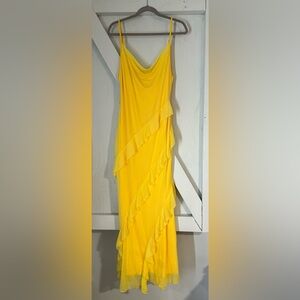 SHEIN Asymmetrical Yellow Ruffle Dress